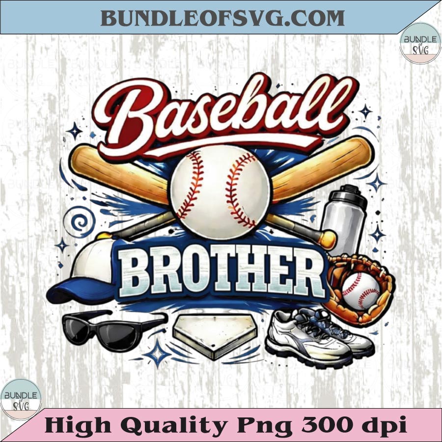 Baseball Brother PNG Vintage Baseball Family Brother T-shirt Design