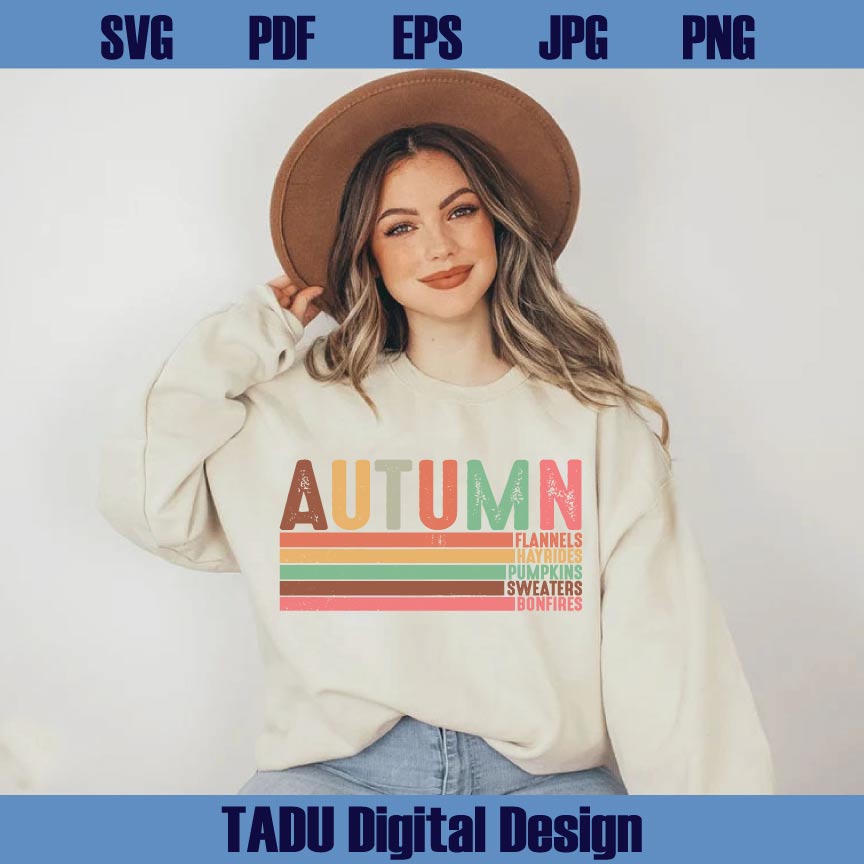Distressed Autumn Svg Vintage Fall Svg Grunge Retro Autumn Png