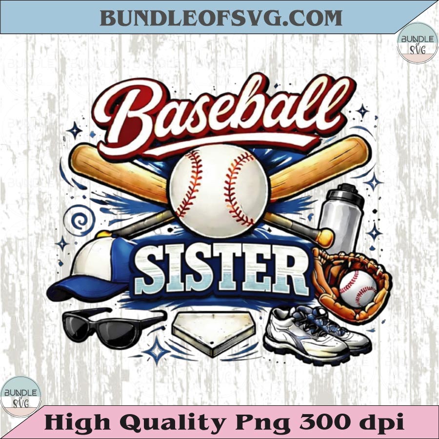 Baseball Sister PNG Design Vintage Softball Sister T-Shirt Graphic