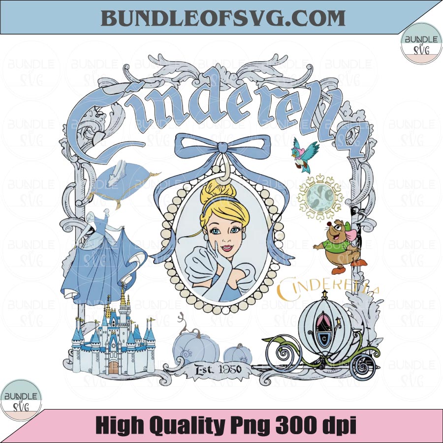 Cinderella SVG Vintage Cinderella Princess Png Retro Cinderella Png