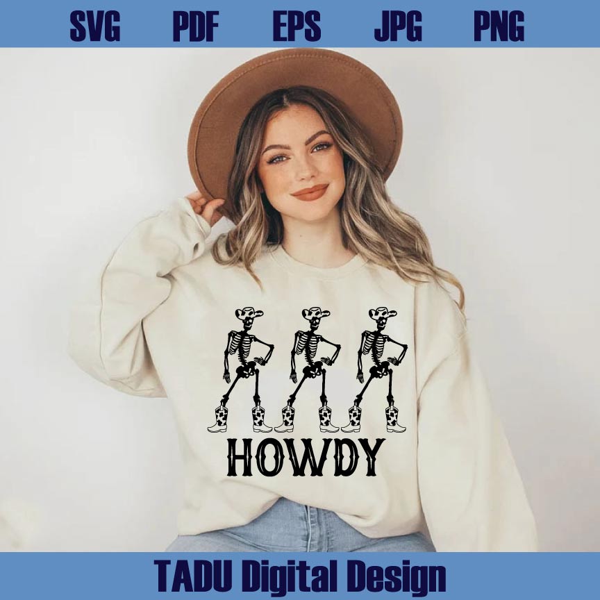Howdy Cowboy Svg Western Skeleton Cowboy Png Dancing Skeleton