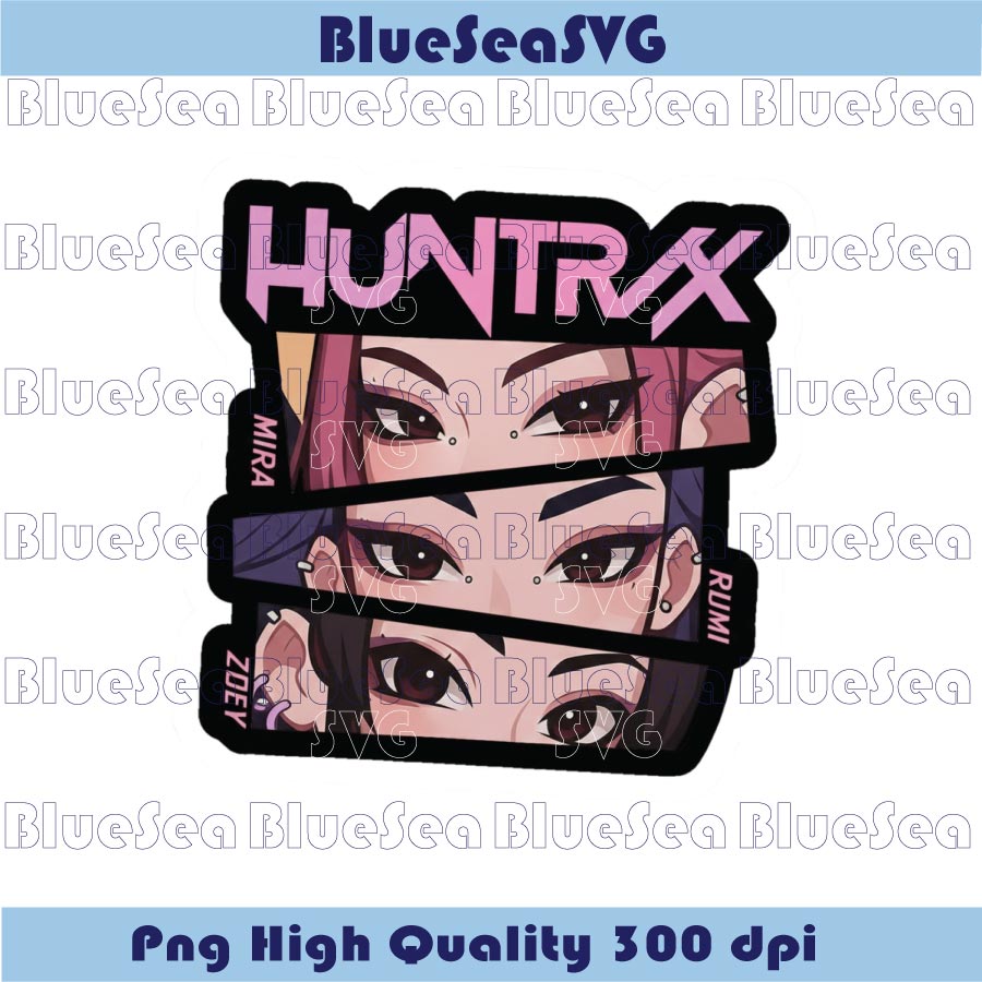 Huntrix Anime Girls Eyes PNG Aesthetic Kpop Demon Hunters Sticker