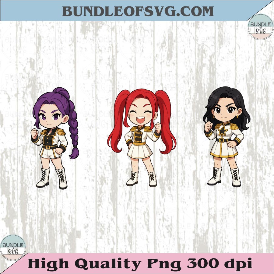 Huntrix Chibi Png Rumi Png Mira Png Zoey Png Kpop Demon Hunters