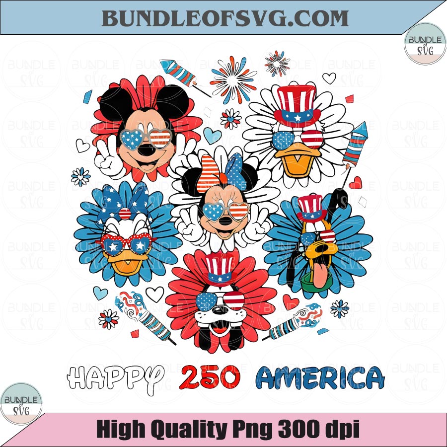 Mickey and Friends 250th America SVG Happy 250 America Png