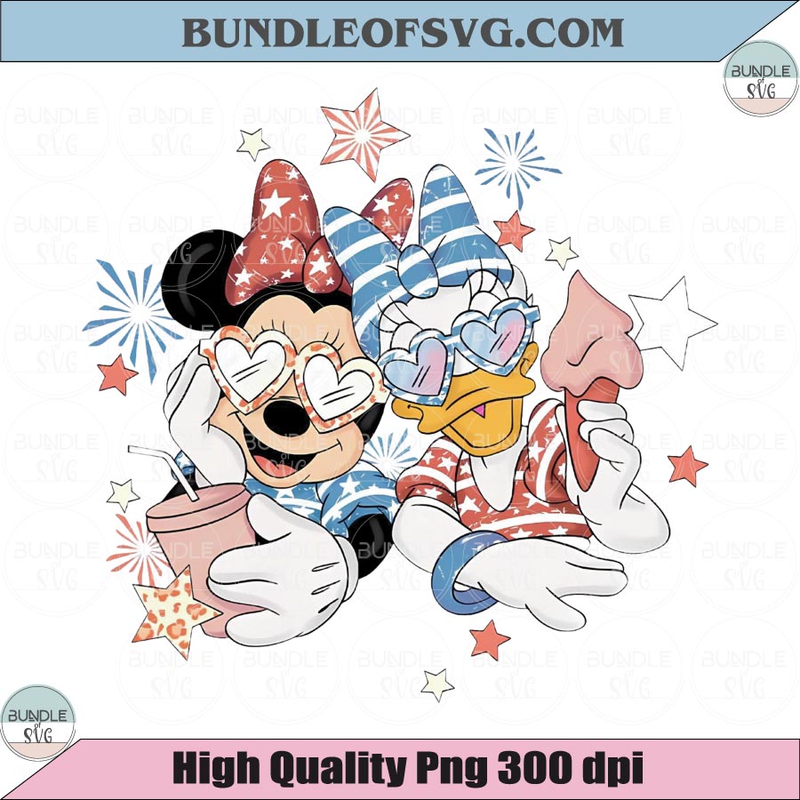 Minnie and Daisy 4th of July SVG Vintage Patriotic Besties Png
