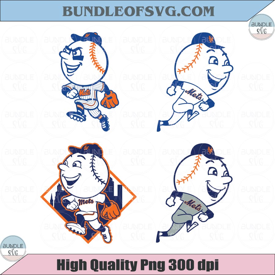 Mr. Met Svg New York Mets Mascot SVG Bundle Baseball Mets Sign