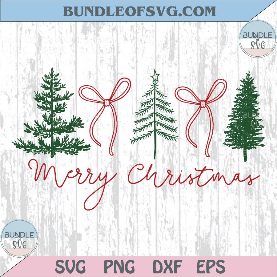 Preppy Christmas Tree Merry Christmas Svg Coquette Bow Png Dxf