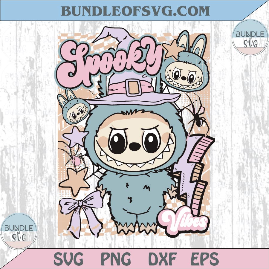 Spooky Vibes Labubu Png Halloween Labubu Svg Monster Doll Witch