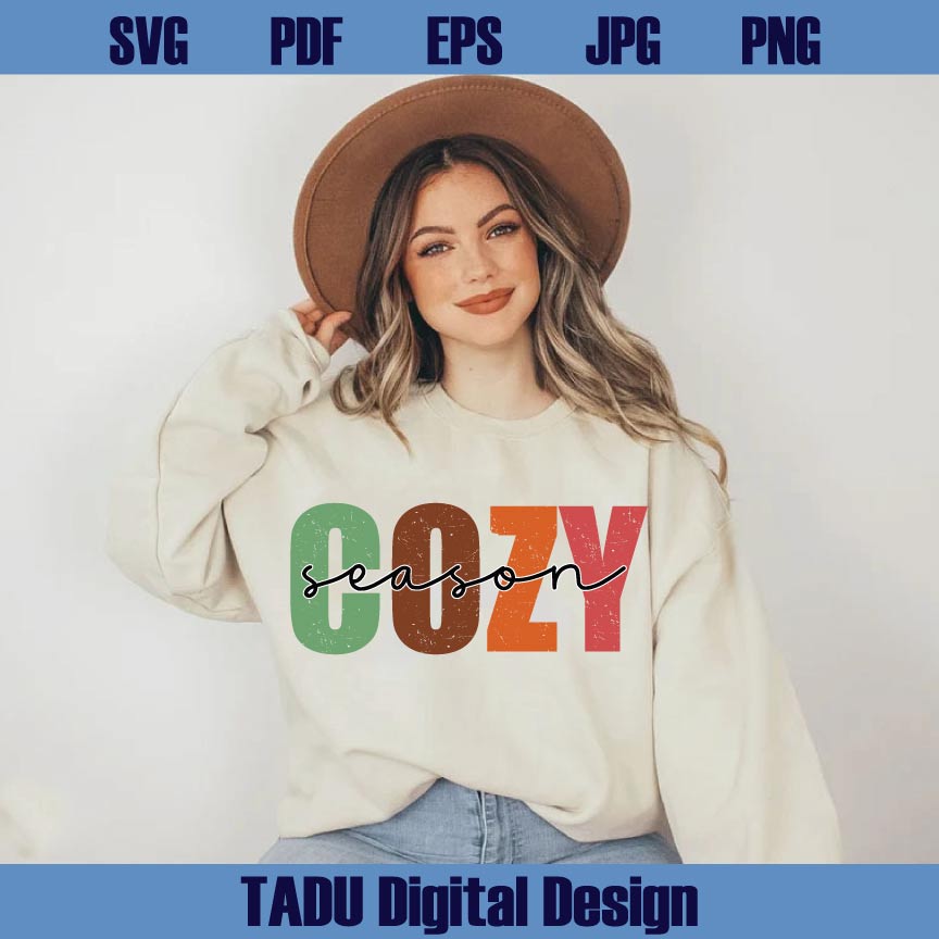Cozy Season Png Retro Fall Svg Cozy Girl Svg Autumn Quote Png