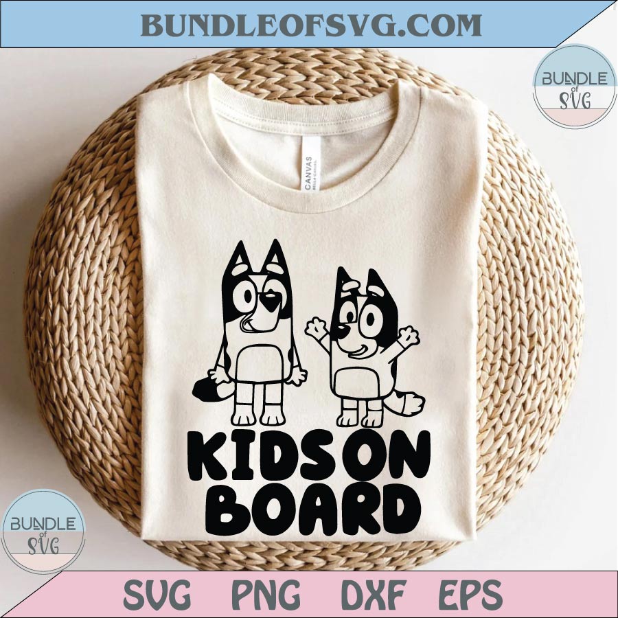Blue Dog Svg Kids on Board Svg Muffin Png Dog Family Cartoon Cricut