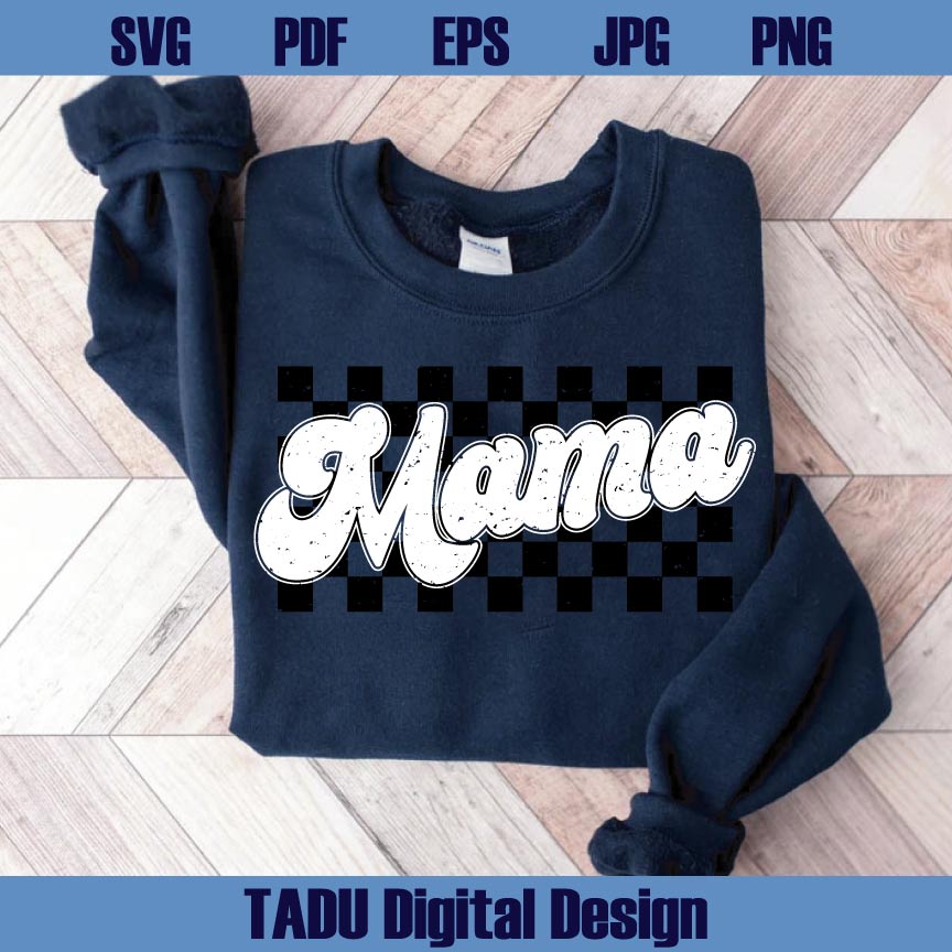 Distressed Retro Mama Checkered Png Grunge Checkered Mama Svg