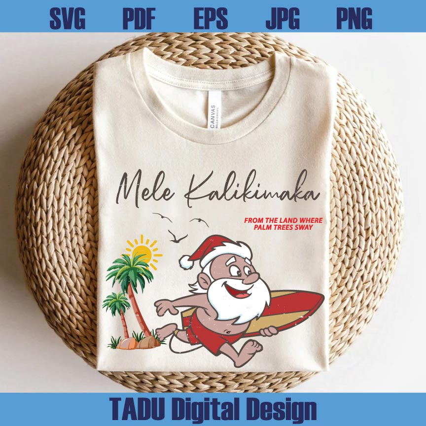 Mele Kalikimaka Santa Claus Hawaii Retro Christmas Png Xmas Svg