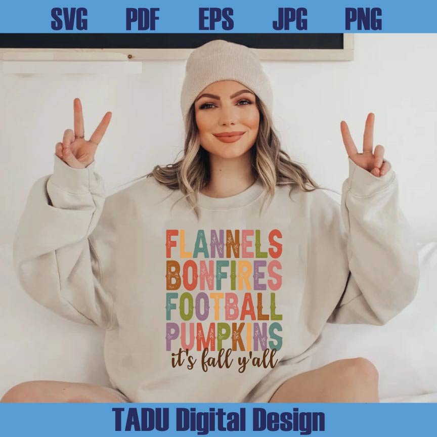 Flannels Bonfires Football Pumpkins Png It's Fall Y'all Svg Autumn Png