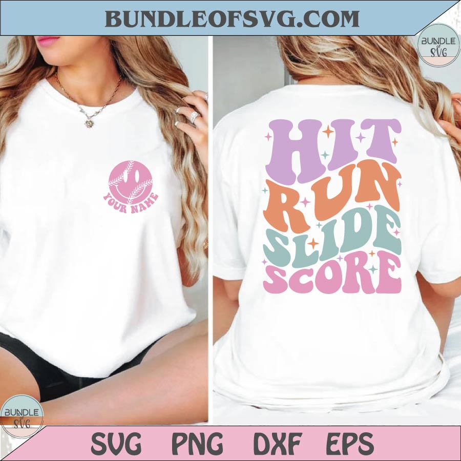 Custom Name Softball Hit Run Slide Score Svg Personalized Baseball - BundleofSVG