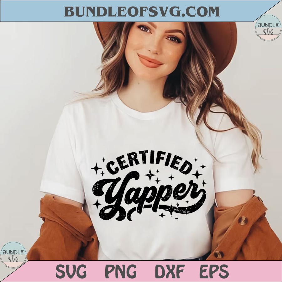 Certified Yapper Png Retro Preppy Trendy Funny Humor Quote Svg - BundleofSVG