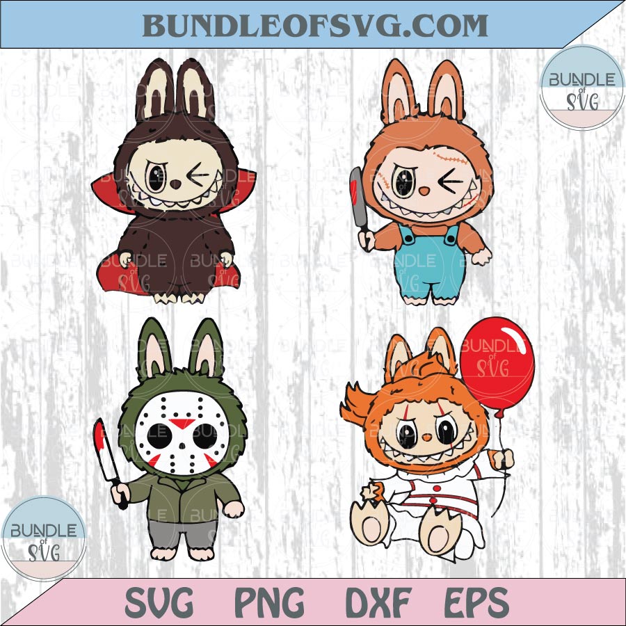Labubu Halloween Svg Bundle Clipart Kawaii Labubu Characters Png