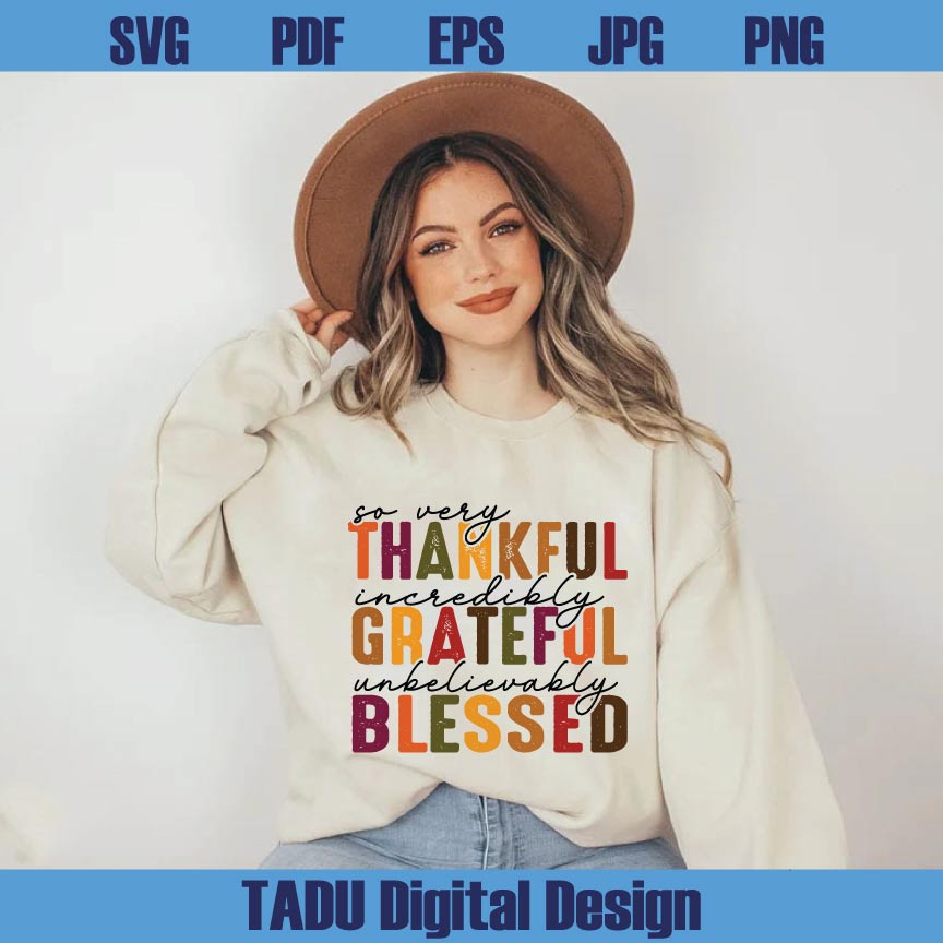 Grateful Thankful Blessed Svg Thanksgiving Png Retro Autumn Svg