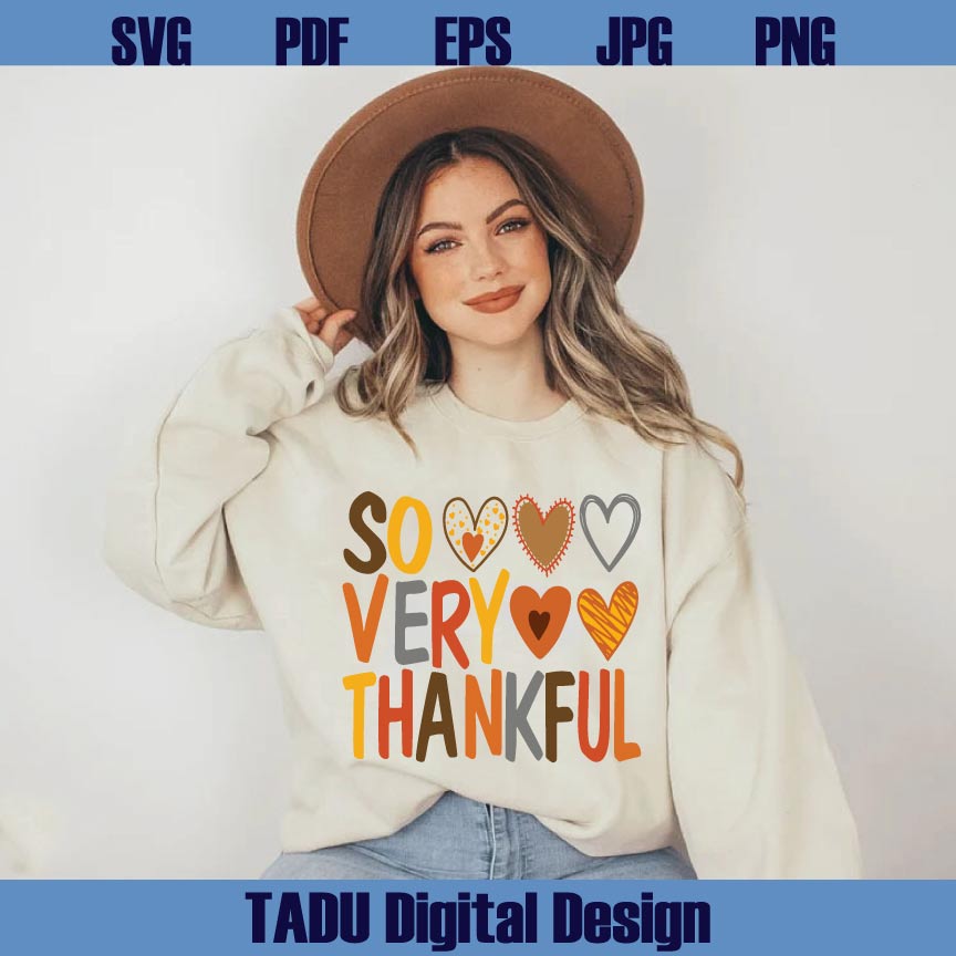 So Very Thankful Svg Retro Thanksgiving Svg Heart Thankful Png
