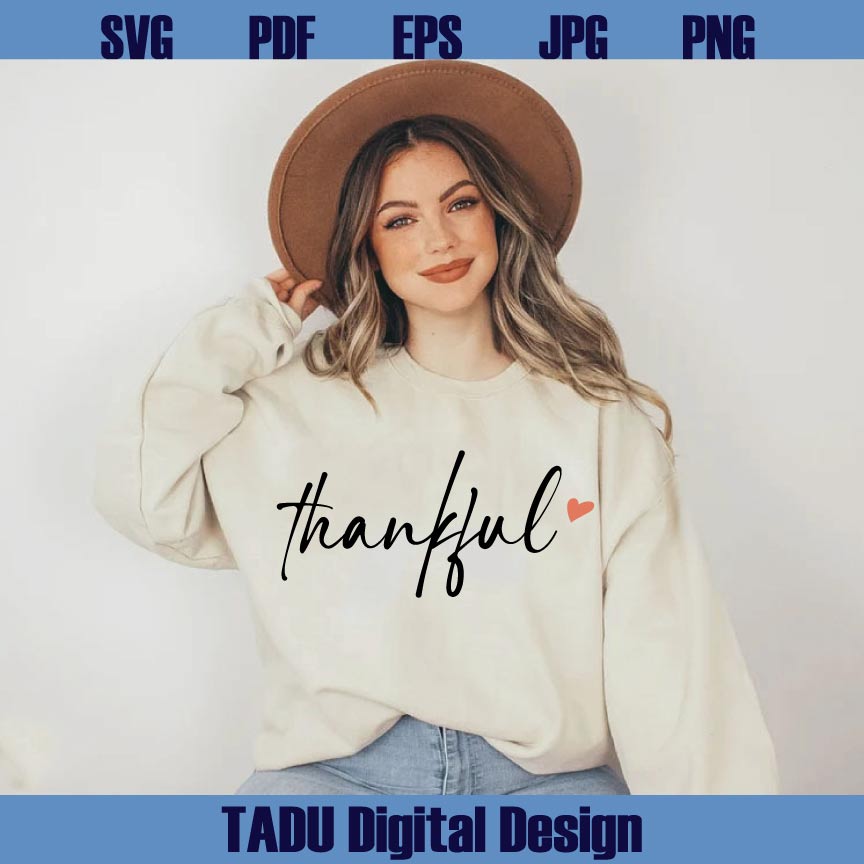 Thankful Svg Hand Lettering Thanksgiving Svg Thankful Heart Png