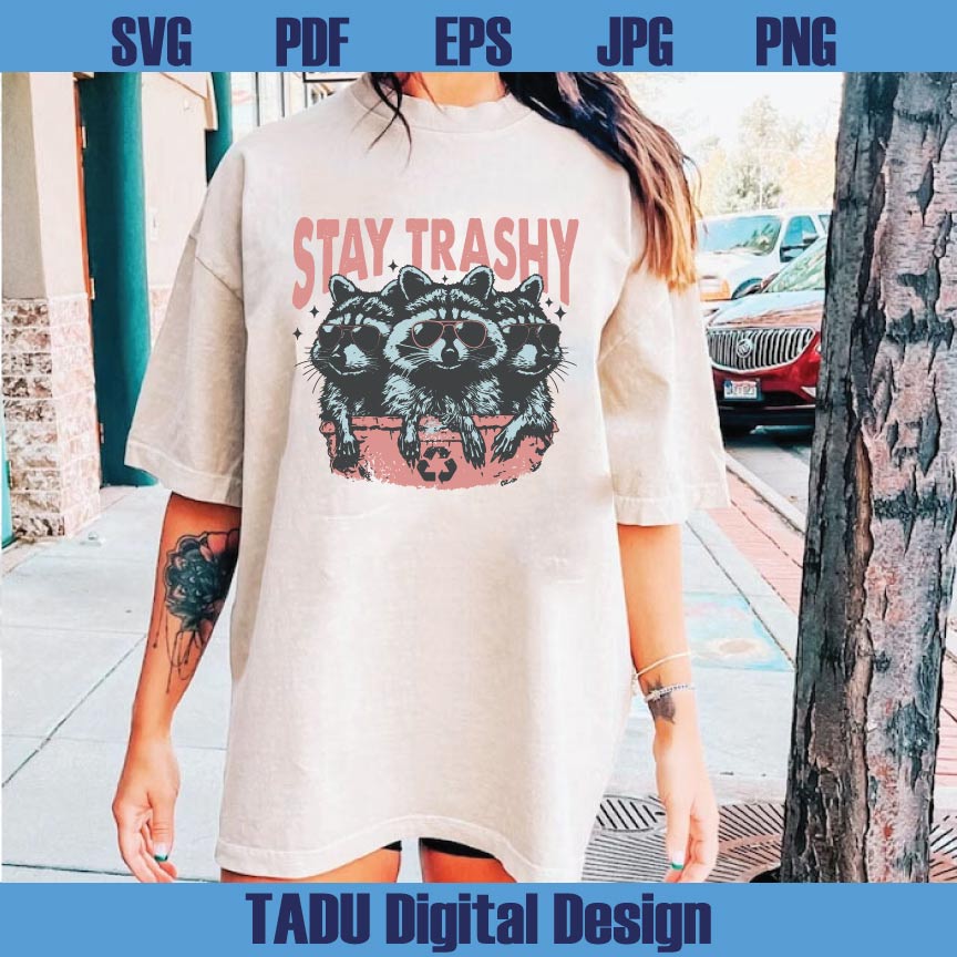 Stay Trashy Png Raccoon Funny Retro Graphic Raccoon Squad Png