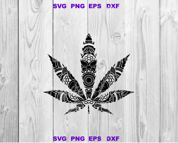 Mandala Cannabis Leaf svg Mandala Marijuana svg Mandala weed svg png jpg dxf eps cutting files silhouette cameo cricut