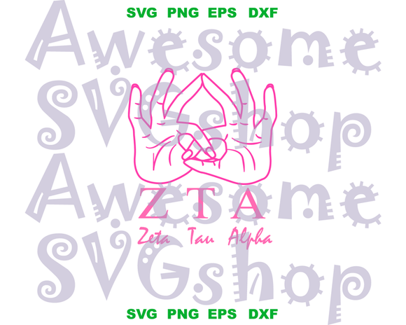 Zeta Tau Alpha SVG Zeta Tau Alpha Hand Sign shirt ZTA sign print shirt gift Download svg eps dxf png cut files silhouette cameo cricut