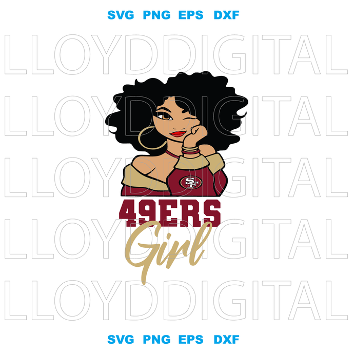 San Francisco 49ers girl svg Rugby Football Mom sign shirt decor svg png dxf eps cut files cameo cricut - BundleofSVG