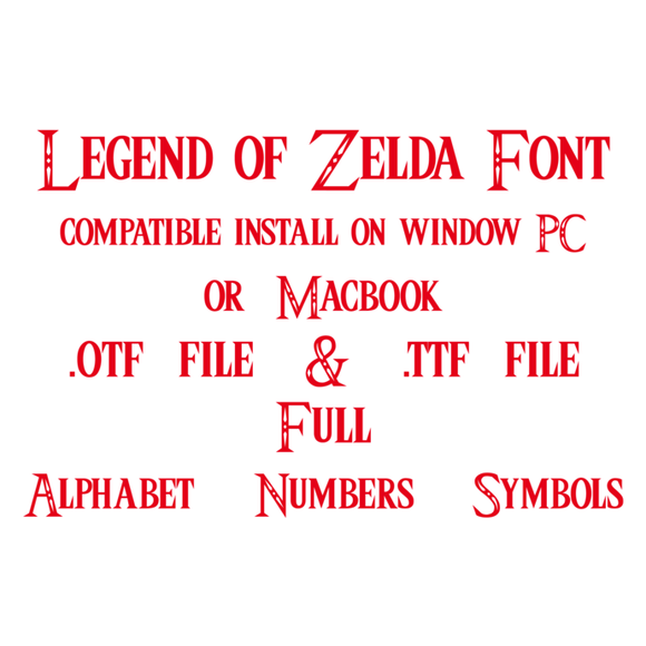 Legend Of Zelda font file ttf otf font true type font installable on PC Mac Cricut font Download letter decor shirt party birthday