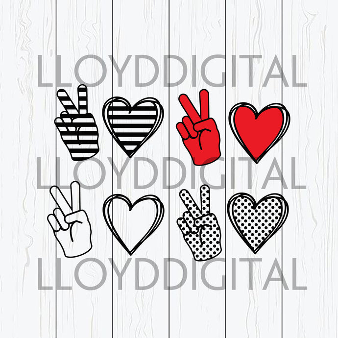 Bundle 4 style Peace Love sign svg Peace Love Autism shirt silhouette svg eps png dxf cutting files cameo cricut - BundleofSVG