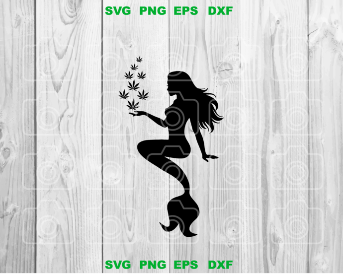 Mermaid Cannabis SVG Mermaid Marijuana svg Mermaid Weed Leaf svg Weed svg png jpg eps cutting files silhouette cricut - BundleofSVG