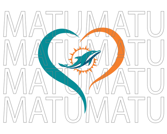 Miami Dolphins Heart svg Open Heart Super bowl American Football Rugby sign shirt decor svg png dxf eps cut files cameo cricut