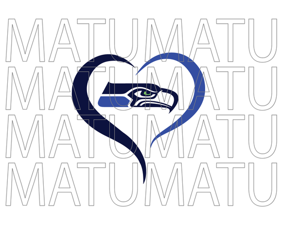 Seattle Seahawks Heart svg Open Heart Super Bowl American Football Rugby sign shirt decor svg png dxf eps cut files cameo cricut