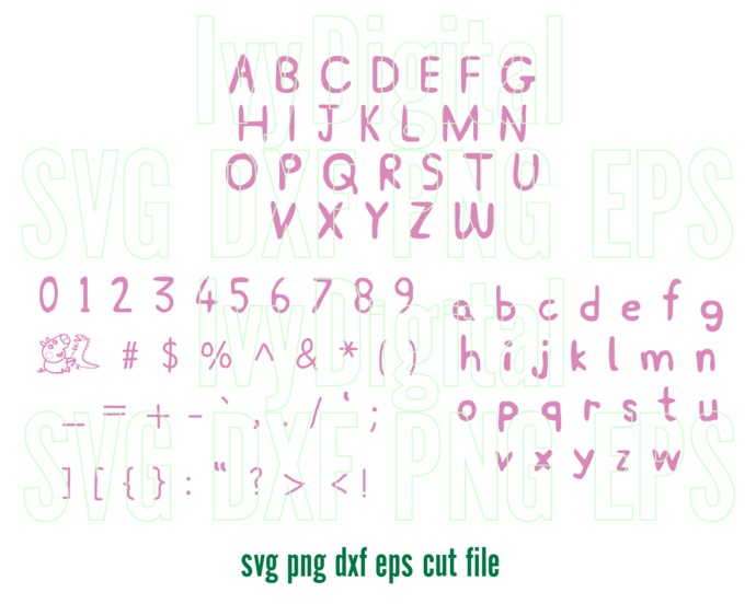 Peppa Pig Alphabet SVG Peppa pig Font Letters Peppa pig Birthday Decorations Invitation shirt party svg png dxf cut file silhouette cricut