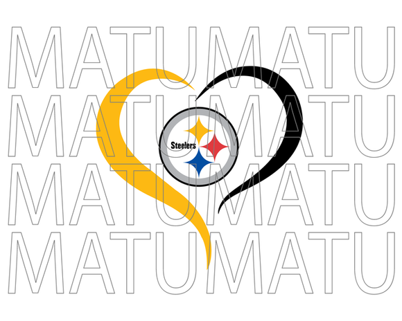 Pittsburgh Steelers Heart svg Open Heart Super Bowl American Football Rugby sign shirt decor svg png dxf eps cut files cameo cricut