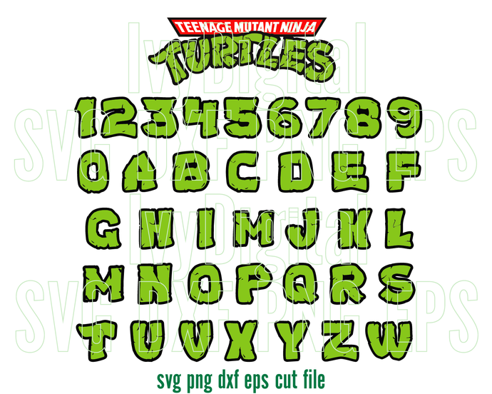 Teenage mutant ninja turtles Alphabet SVG Ninja Turtles Font Logo Letter Ninja Turtles Birthday party svg eps png dxf cut files cameo cricut - BundleofSVG