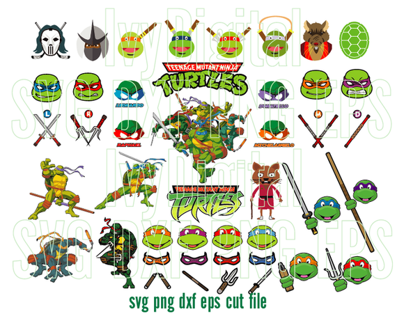 Teenage mutant ninja turtles SVG Ninja Turtles Mask Logo Shirt Printable Invitation Birthday party svg eps png dxf cut files cameo cricut