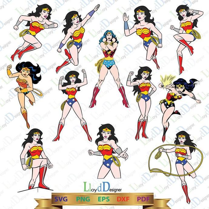 Superhero Wonder Woman SVG Superhero clipart wonder woman logo decor Birthday Invitation Decor Party shirt gift svg png dxf files cricut - BundleofSVG