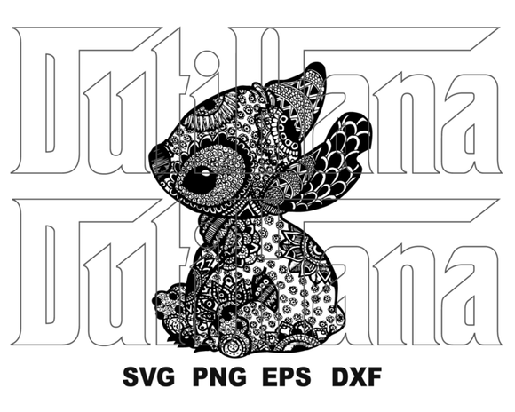 Stitch Mandala SVG stitch Zentangle Pattern Floral stitch Lilo and Stitch svg png dxf eps Silhouette Clipart file digital Decor printable