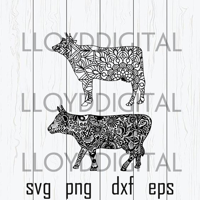 Mandala Cow svg cow mandala svg, calf, head, heifer, muzzle Farmer shirt, farm life, farming svg png dxf cut file Cricut - BundleofSVG