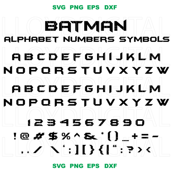 Batman Alphabet SVG Batman Font svg Letters svg png dxf eps clipart cutting file for print t shirt gift birthday party