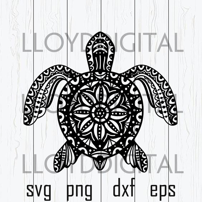 Mandala Sea Turtle SVG Tribal Hawaii Floral Pattern Mandala Turtle Zentangle clipart Silhouette Decor svg png dxf cut file cameo cricut - BundleofSVG