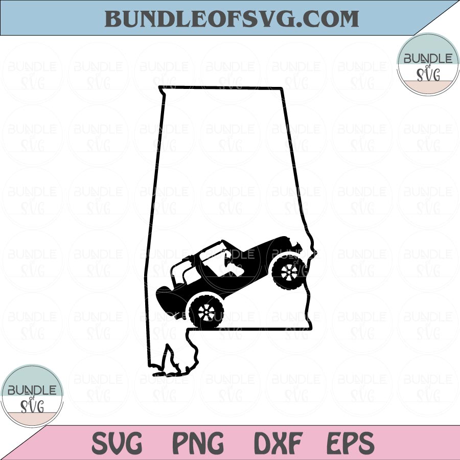 Alabama Jeep svg Alabama State Jeep Svg Jeep Alabama Map Svg Png dxf eps cut files Silhouette Cameo Cricut - BundleofSVG