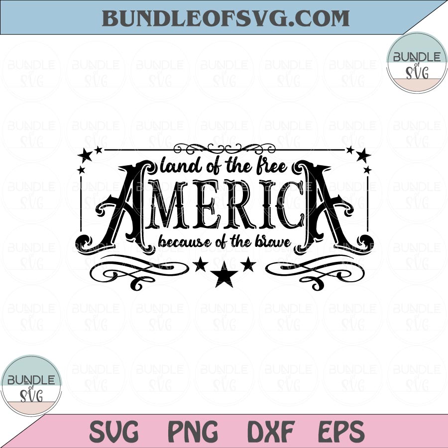 America The Land Of The Free Because Of The Brave Svg 4th Of July Svg Png Dxf Eps files Cameo Cricut - BundleofSVG