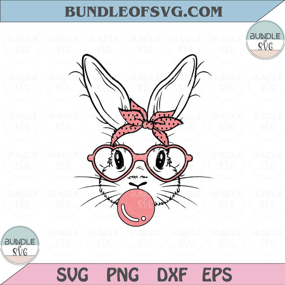 Bandana Bunny Blowing Bubble Gum Svg Galsses Bubble Gum Bunny Svg Png Eps files Cameo Cricut
