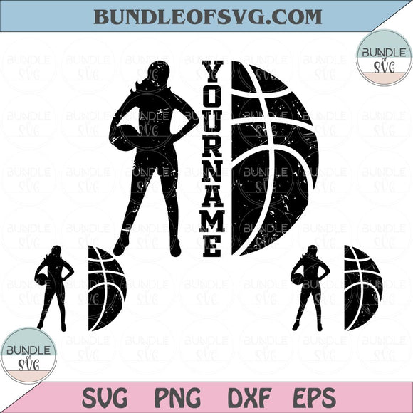 Basketball Half Girl Svg Custome Name Personilized Basketball Svg png eps dxf files