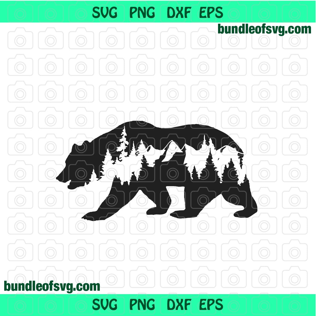 Bear And Mountains svg Adventure svg Travel svg Mountain Bear Silhouette Camping svg png dxf files - BundleofSVG