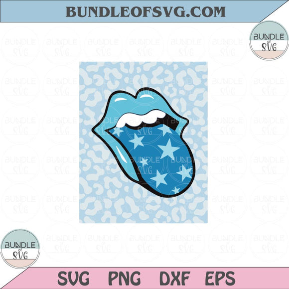 Blue Lips Svg Leopard Decor Png Mouth Tongue Lips Blue Stars Svg Png Dxf Eps files Cameo Cricut