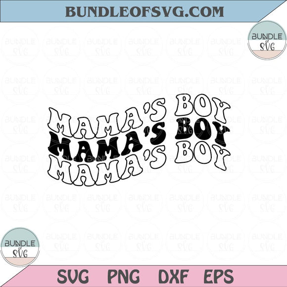 Boy Mama Svg Retro Love Mama's Boy Svg Wavy Letters Svg Png Dxf Eps files Cameo Cricut
