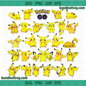 Bundle Pokemon Pikachu SVG Pikachu clipart Pikachu Birthday Party svg png dxf eps cut files Cameo Cricut