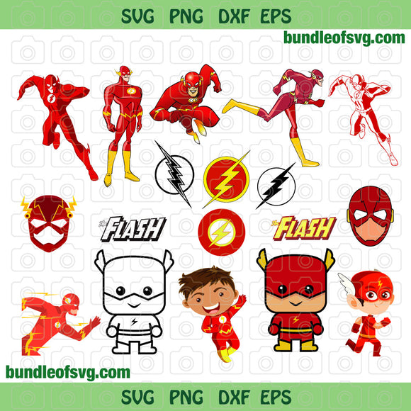 Bundle The Flash SVG Superhero clipart Cute Flash Logo svg The Flash Birthday Invitation Party svg png eps dxf files cricut